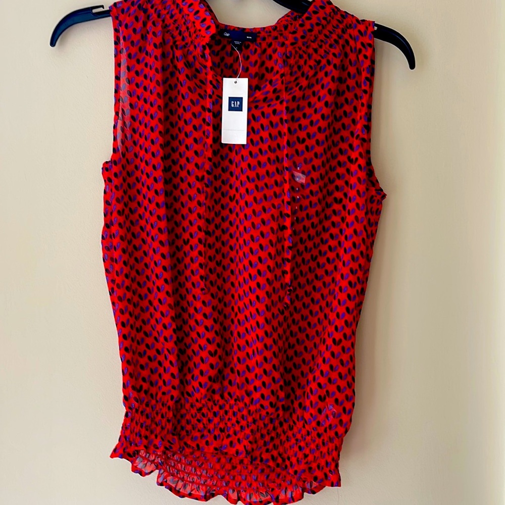 NWT Sheer light fabric res and blue blouse Gap Size Small
